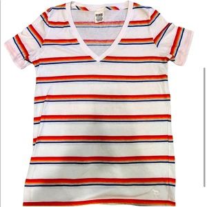 Large rainbow striped Victoria secret PINK t-shirt